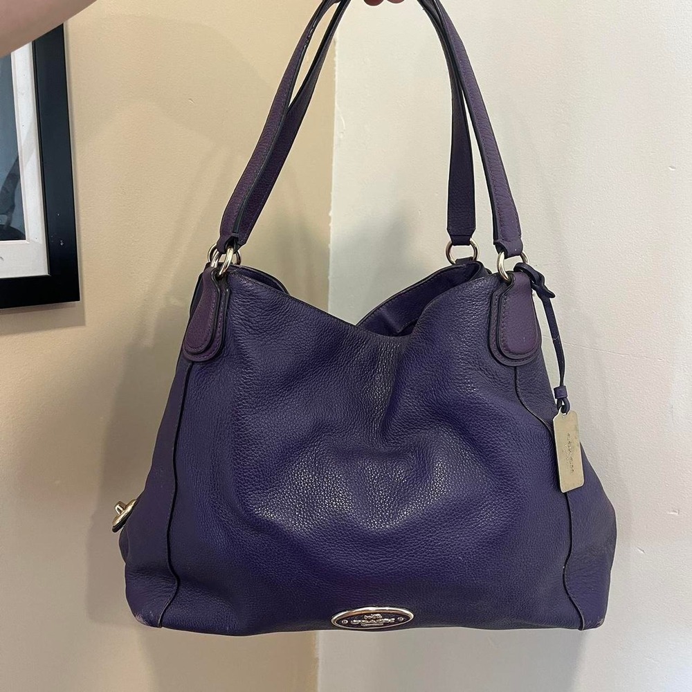 Y2K 2000s Coach Slouchy Purple Leather Eddi 31 Shoulder bag / handbag